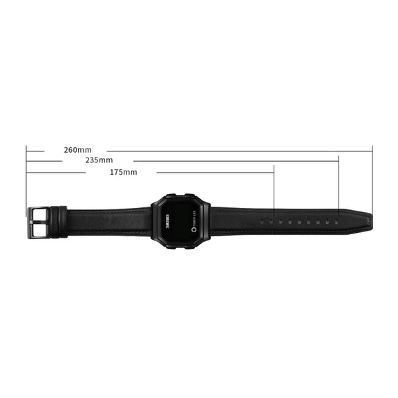 SKMEI 1650 Leather Strap Version LED Digital Display Electronic Watch with Touch Luminous Button(Black Shell Brown Belt)