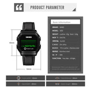 SKMEI 1650 Leather Strap Version LED Digital Display Electronic Watch with Touch Luminous Button(Black)