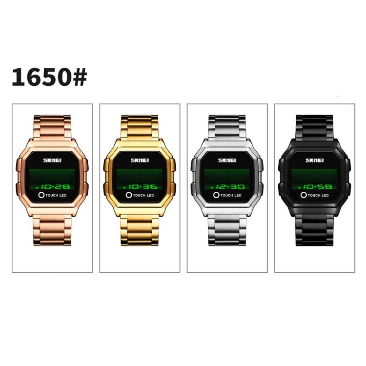 SKMEI 1650 Steel Strap Version LED Digital Display Electronic Watch with Touch Luminous Button(Silver)