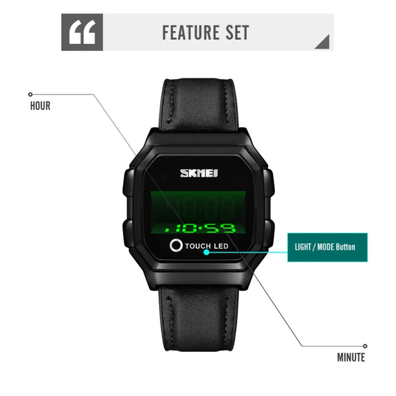 SKMEI 1650 Steel Strap Version LED Digital Display Electronic Watch with Touch Luminous Button(Gold)