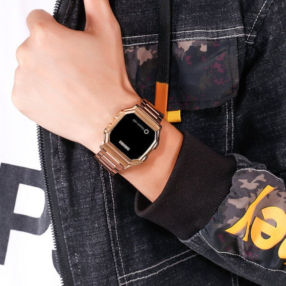 SKMEI 1650 Steel Strap Version LED Digital Display Electronic Watch with Touch Luminous Button(Rose Gold)