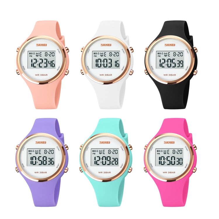 SKMEI 1720 Round Dial LED Digital Display Luminous Silicone Strap Electronic Watch(Rose Red)