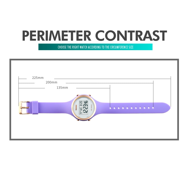 SKMEI 1720 Round Dial LED Digital Display Luminous Silicone Strap Electronic Watch(Purple)