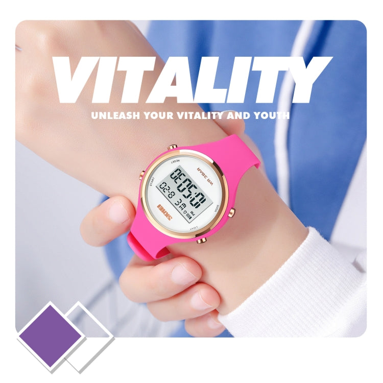 SKMEI 1720 Round Dial LED Digital Display Luminous Silicone Strap Electronic Watch(Rose Red)