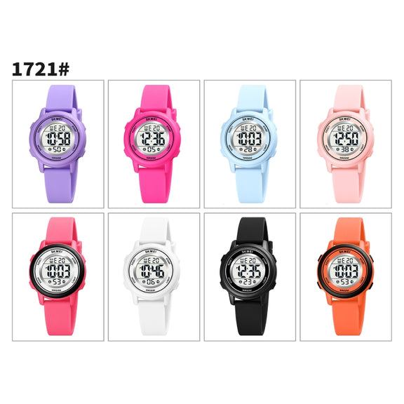 SKMEI 1721 Triplicate Round Dial LED Digital Display Luminous Silicone Strap Electronic Watch(Pink)
