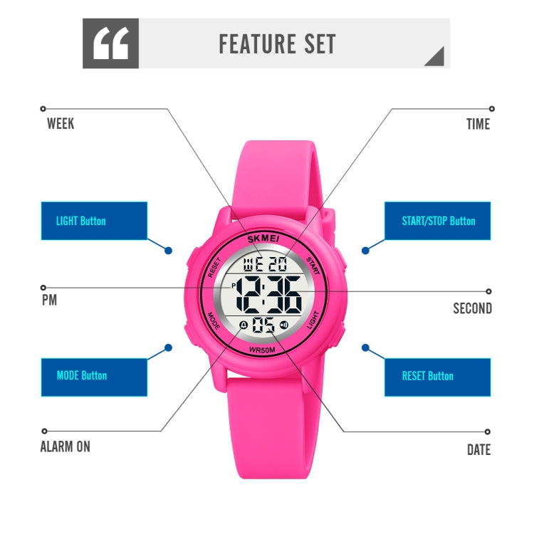 SKMEI 1721 Triplicate Round Dial LED Digital Display Luminous Silicone Strap Electronic Watch(Pink)