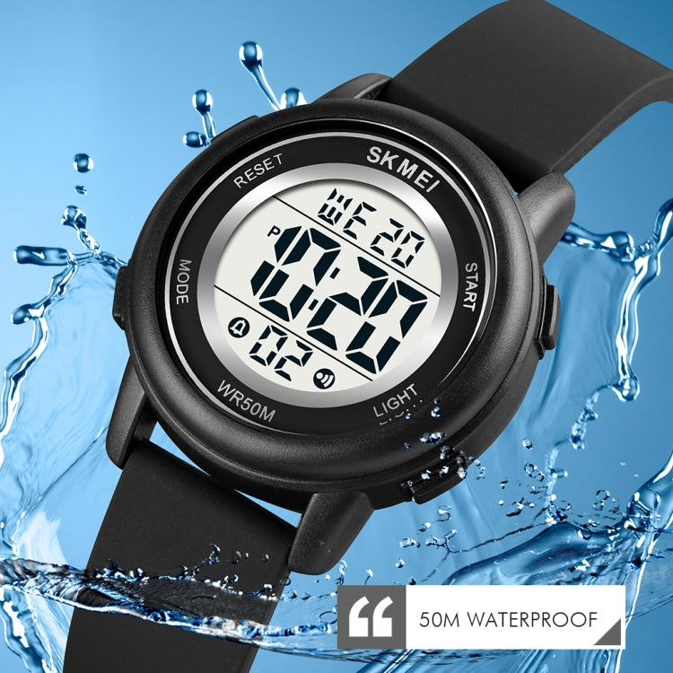 SKMEI 1721 Triplicate Round Dial LED Digital Display Luminous Silicone Strap Electronic Watch(Black)