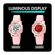 SKMEI 1721 Triplicate Round Dial LED Digital Display Luminous Silicone Strap Electronic Watch(Pink)