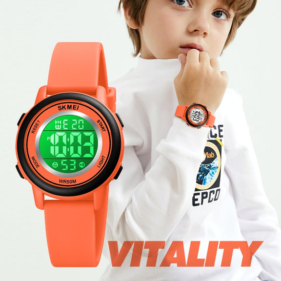 SKMEI 1721 Triplicate Round Dial LED Digital Display Luminous Silicone Strap Electronic Watch(White)