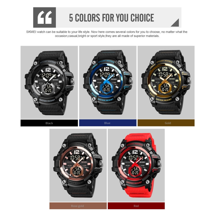 SKMEI 1725 Three Time LED Digital Display Timing Luminous Electronic Watch(Rose Gold)