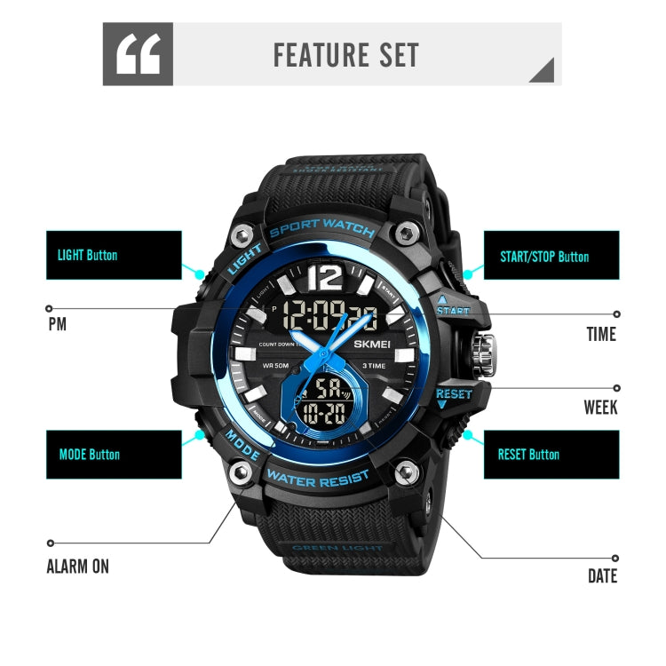 SKMEI 1725 Three Time LED Digital Display Timing Luminous Electronic Watch(Rose Gold)