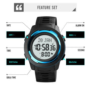 SKMEI 1729 Qibla Calendar Timing Multifunctional LED Digital Display Luminous Electronic Watch(Blue and White)