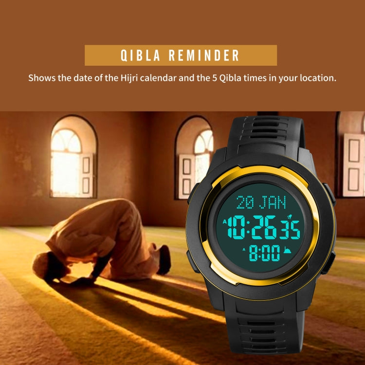 SKMEI 1729 Qibla Calendar Timing Multifunctional LED Digital Display Luminous Electronic Watch(Blue and White)
