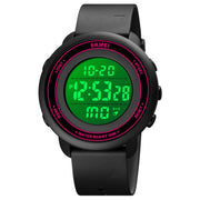 SKMEI 1736 Triplicate Round Dial Timing LED Digital Display Luminous Electronic Watch(Rose Red and White)