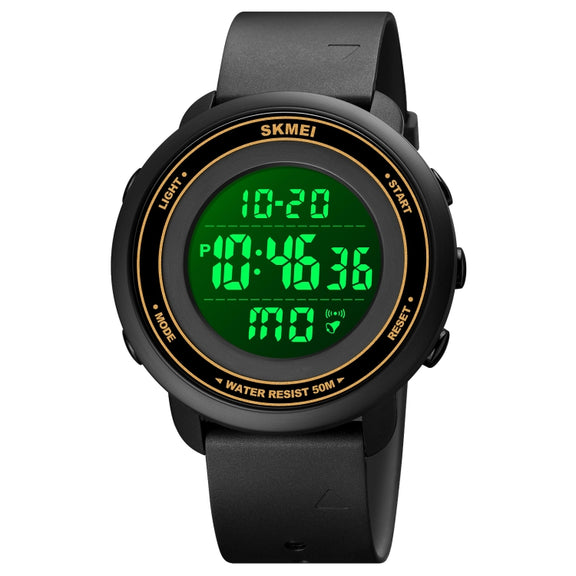 SKMEI 1736 Triplicate Round Dial Timing LED Digital Display Luminous Electronic Watch(Gold and Black)