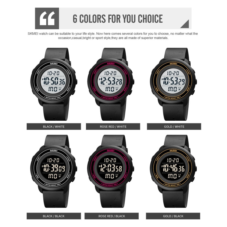 SKMEI 1736 Triplicate Round Dial Timing LED Digital Display Luminous Electronic Watch(Rose Red and White)