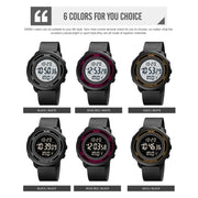 SKMEI 1736 Triplicate Round Dial Timing LED Digital Display Luminous Electronic Watch(Black and White)