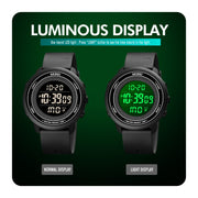 SKMEI 1736 Triplicate Round Dial Timing LED Digital Display Luminous Electronic Watch(Gold and Black)