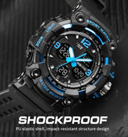SKMEI 1742 Four-screen LED Digital Display Luminous Sports Shockproof Electronic Watch for Men(Blue)