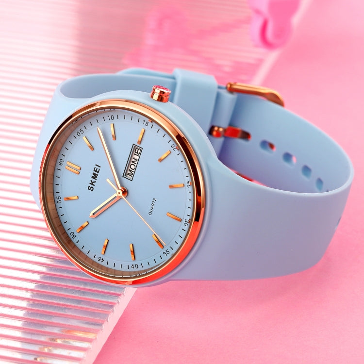 SKMEI 1747 Simple Bar scale Dial Silicone Strap Quartz Watch for Ladies(Pink)