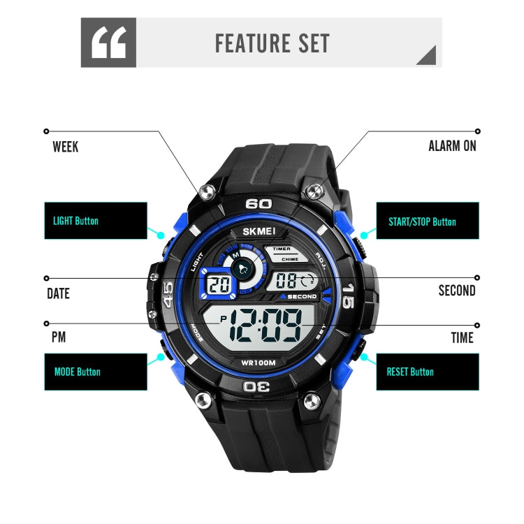 SKMEI 1756 Dual Time Countdown Alarm Clock Men Sports Luminous Electronic Watch(Red)