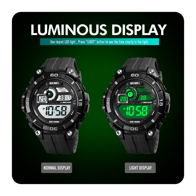 SKMEI 1756 Dual Time Countdown Alarm Clock Men Sports Luminous Electronic Watch(Black)