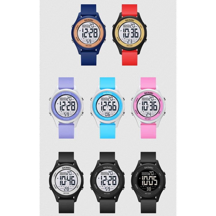 SKMEI 1758 Multifunctional LED Digital Display Luminous Silicone Strap Electronic Watch(Black White)