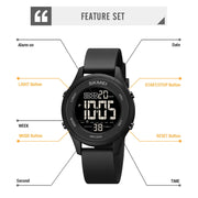 SKMEI 1758 Multifunctional LED Digital Display Luminous Silicone Strap Electronic Watch(Black Silver)