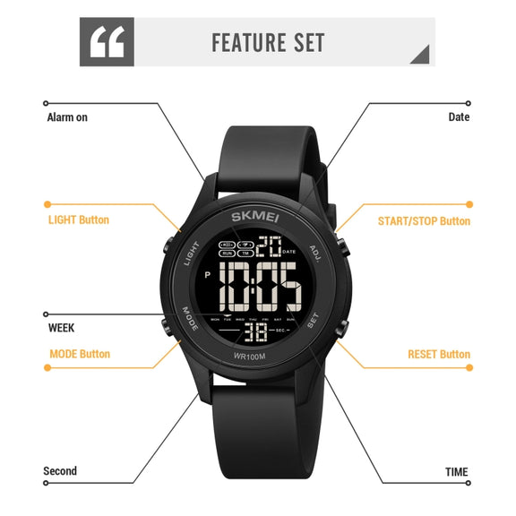 SKMEI 1758 Multifunctional LED Digital Display Luminous Silicone Strap Electronic Watch(Black Silver)
