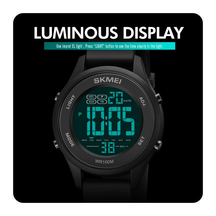 SKMEI 1758 Multifunctional LED Digital Display Luminous Silicone Strap Electronic Watch(Black)