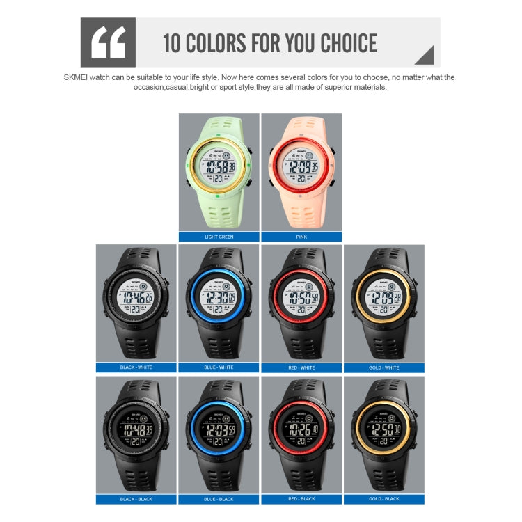 SKMEI 1773 Triplicate Round LED Dual Time Digital Display Colorful Backlight Electronic Watch(Black)