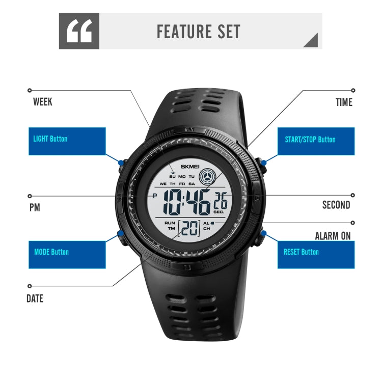 SKMEI 1773 Triplicate Round LED Dual Time Digital Display Colorful Backlight Electronic Watch(Blue Black)