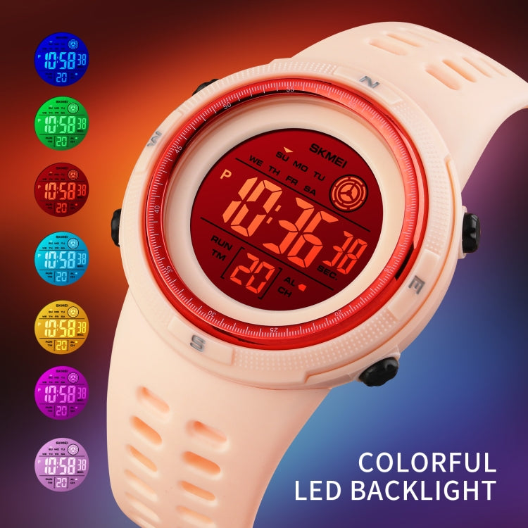 SKMEI 1773 Triplicate Round LED Dual Time Digital Display Colorful Backlight Electronic Watch(Light Green)