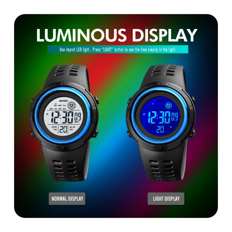 SKMEI 1773 Triplicate Round LED Dual Time Digital Display Colorful Backlight Electronic Watch(Red Black)