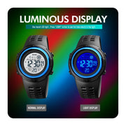 SKMEI 1773 Triplicate Round LED Dual Time Digital Display Colorful Backlight Electronic Watch(Light Green)