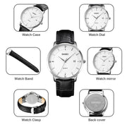SKMEI 1801 Men Casual Calendar Quartz Watch(Silver White Brown)
