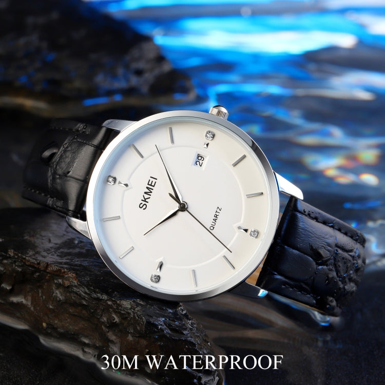 SKMEI 1801 Men Casual Calendar Quartz Watch(Silver White Black)