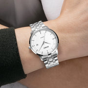 SKMEI 1801 Men Casual Calendar Quartz Watch(Gold and White)