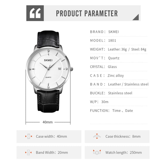 SKMEI 1801 Men Casual Calendar Quartz Watch(Gold and Black)