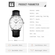SKMEI 1801 Men Casual Calendar Quartz Watch(Silver White Black)