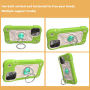 For iPhone 13 Shockproof Silicone + PC Protective Case with Dual-Ring Holder(Guava)