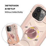 For iPhone 13 Shockproof Silicone + PC Protective Case with Dual-Ring Holder(Rose Gold)