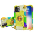 For iPhone 13 Shockproof Silicone + PC Protective Case with Dual-Ring Holder(Colorful Yellow Green) - iPhone 13 Cases by PMC TechLife | Online Shopping South Africa | PMC TechLife | Buy Now Pay Later Mobicred