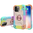 For iPhone 13 Shockproof Silicone + PC Protective Case with Dual-Ring Holder(Colorful Rose Gold) - iPhone 13 Cases by PMC TechLife | Online Shopping South Africa | PMC TechLife | Buy Now Pay Later Mobicred