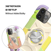 For iPhone 13 Shockproof Silicone + PC Protective Case with Dual-Ring Holder(Colorful Beige)
