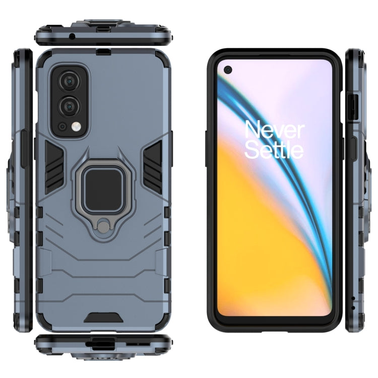 For OnePlus Nord 2 5G PC + TPU Shockproof Protective Case with Magnetic Ring Holder(Navy Blue)