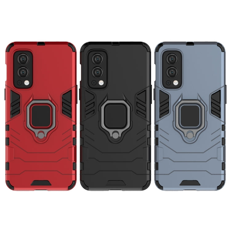 For OnePlus Nord 2 5G PC + TPU Shockproof Protective Case with Magnetic Ring Holder(Navy Blue)