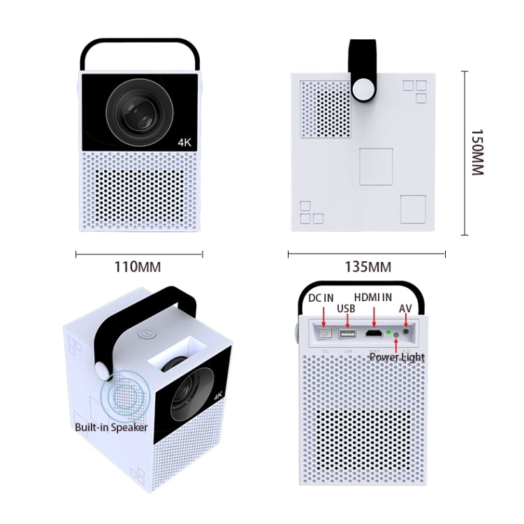 WEJOY Y2 1920x1080P 100 ANSI Lumens Portable Home Theater LED HD Digital Projector, Touch Control Version, Android 9.0, 2G+16G, EU Plug