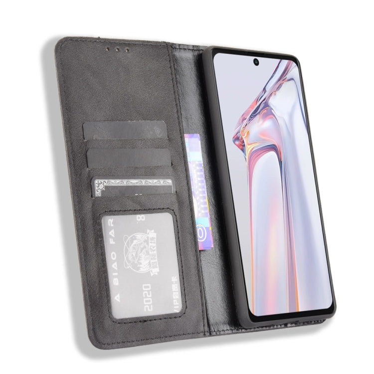For Blackview A100 Magnetic Buckle Retro Crazy Horse Texture Horizontal Flip Leather Case with Holder & Card Slots & Photo Frame(Black)