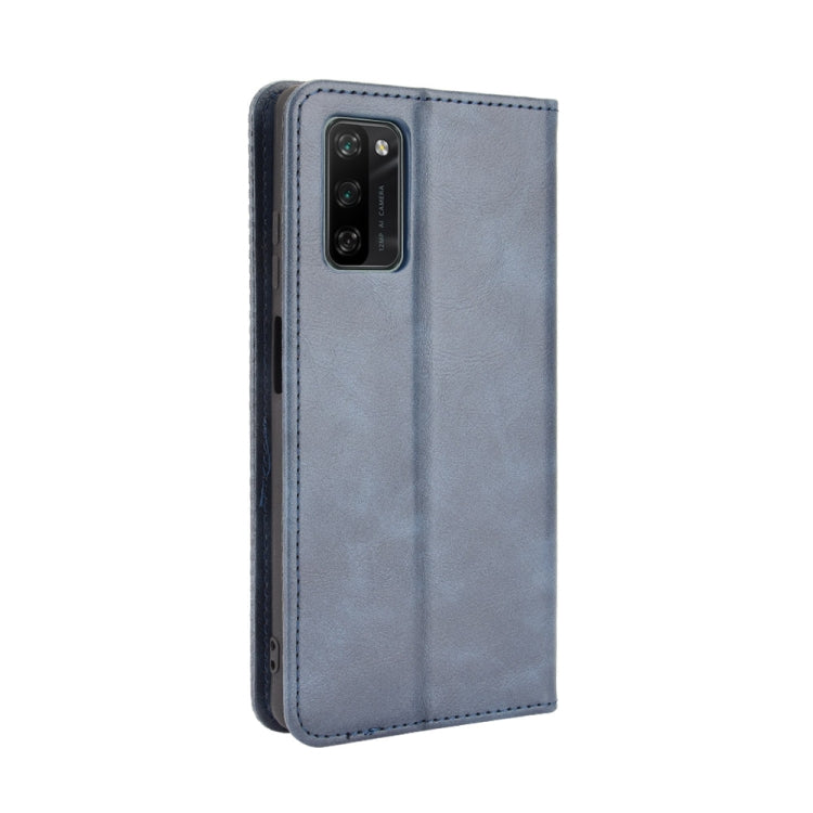 For Blackview A100 Magnetic Buckle Retro Crazy Horse Texture Horizontal Flip Leather Case with Holder & Card Slots & Photo Frame(Blue)